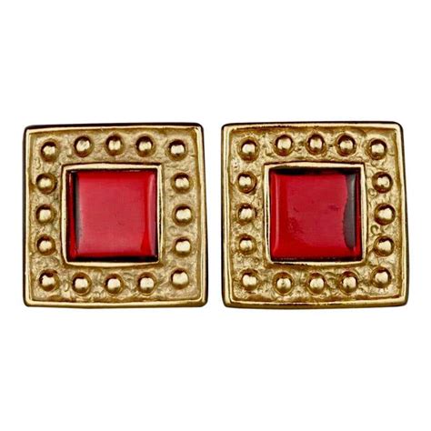 ysl stamped earrings red|YSL earrings for sale.